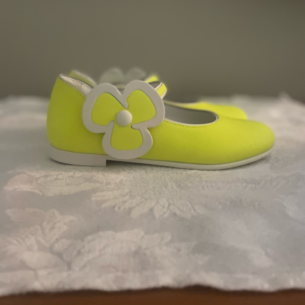 Girls Yellow Flower Ballet Flats